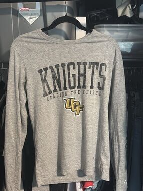 Gracia Men’s Long Sleeve Shirt - Gray with Black & Gold UCF Logo